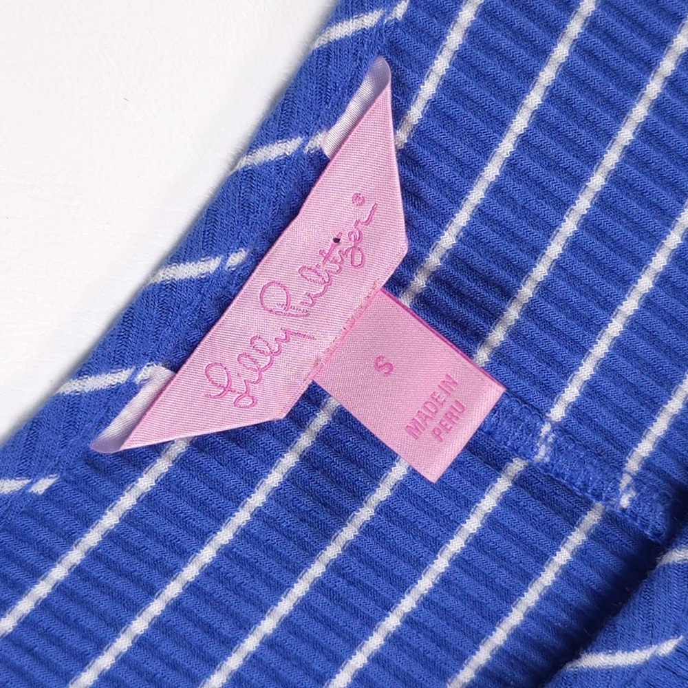 Lilly Pulitzer MARLOWE BECKON Blue BREEZE Striped Rib Knit Dress Crochet SMALL - Picture 5 of 15